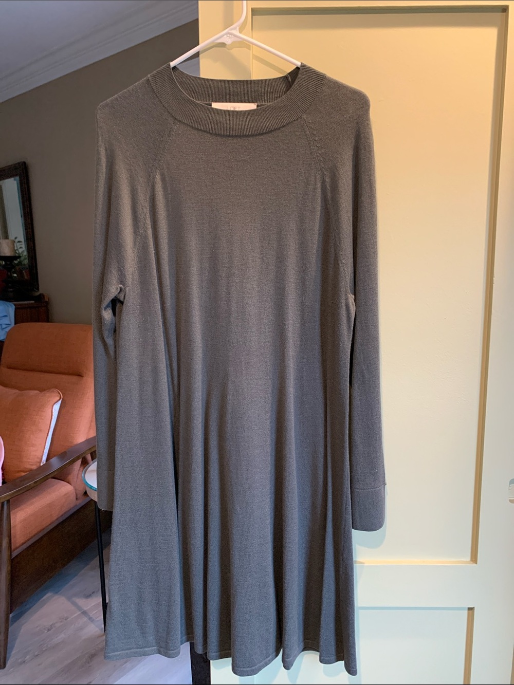 LOFT Gray Long Sleeve Knit Swing Dress